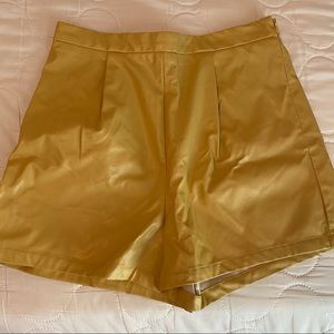 Yellow pleather shorts